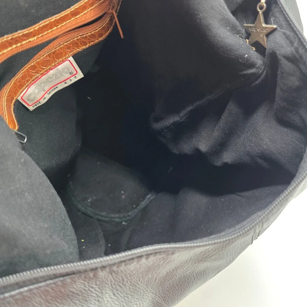 Vintage Capezio Hobo Shoulder Bag Bucket Black Leather 90s Slouchy Tote Grunge